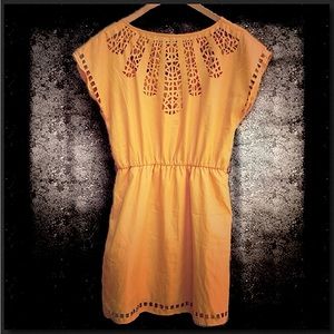 Charlotte Russe Yellow Sundress size Small. Lazer cutouts around hem, and neck
